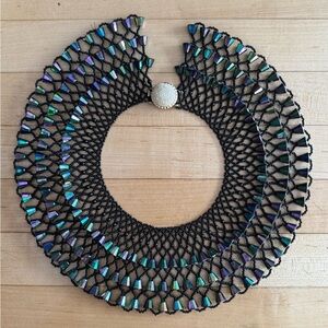 Elegant Black and Iridescent Necklace/Shirt color HD